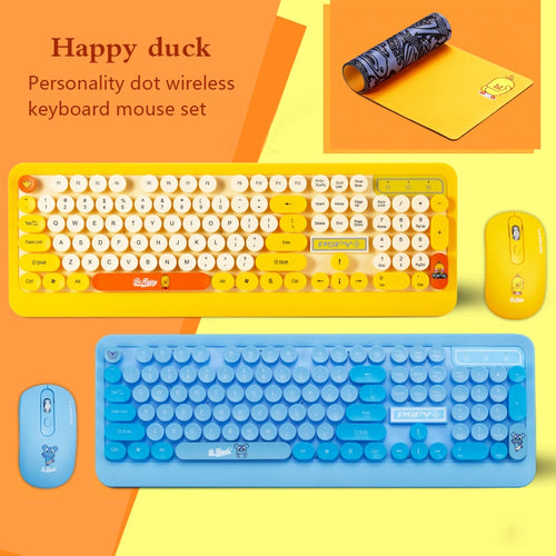 Cute Wireless Kids Hamster Letter Game Keyboard with Mouse & Mat Rhubarb Duck Jelly Mouse Bear Pupil Computer Course Keyboard