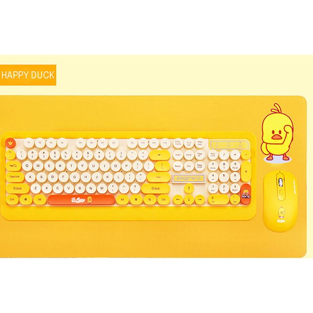 Cute Wireless Kids Hamster Letter Game Keyboard with Mouse & Mat Rhubarb Duck Jelly Mouse Bear Pupil Computer Course Keyboard